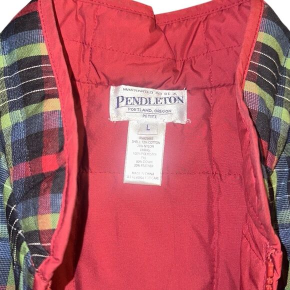 Pendleton Down Filled Red And Green Plaid Vest Women's Size Petite large - Picture 5 of 7